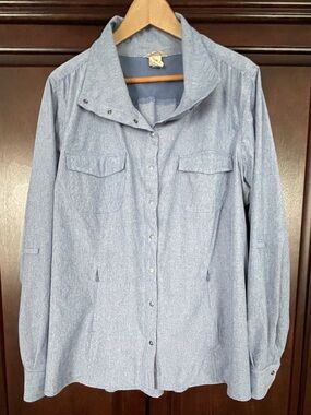 Duluth Trading Co Sol Sun Protection Light Blue Women's Shirt. XXL